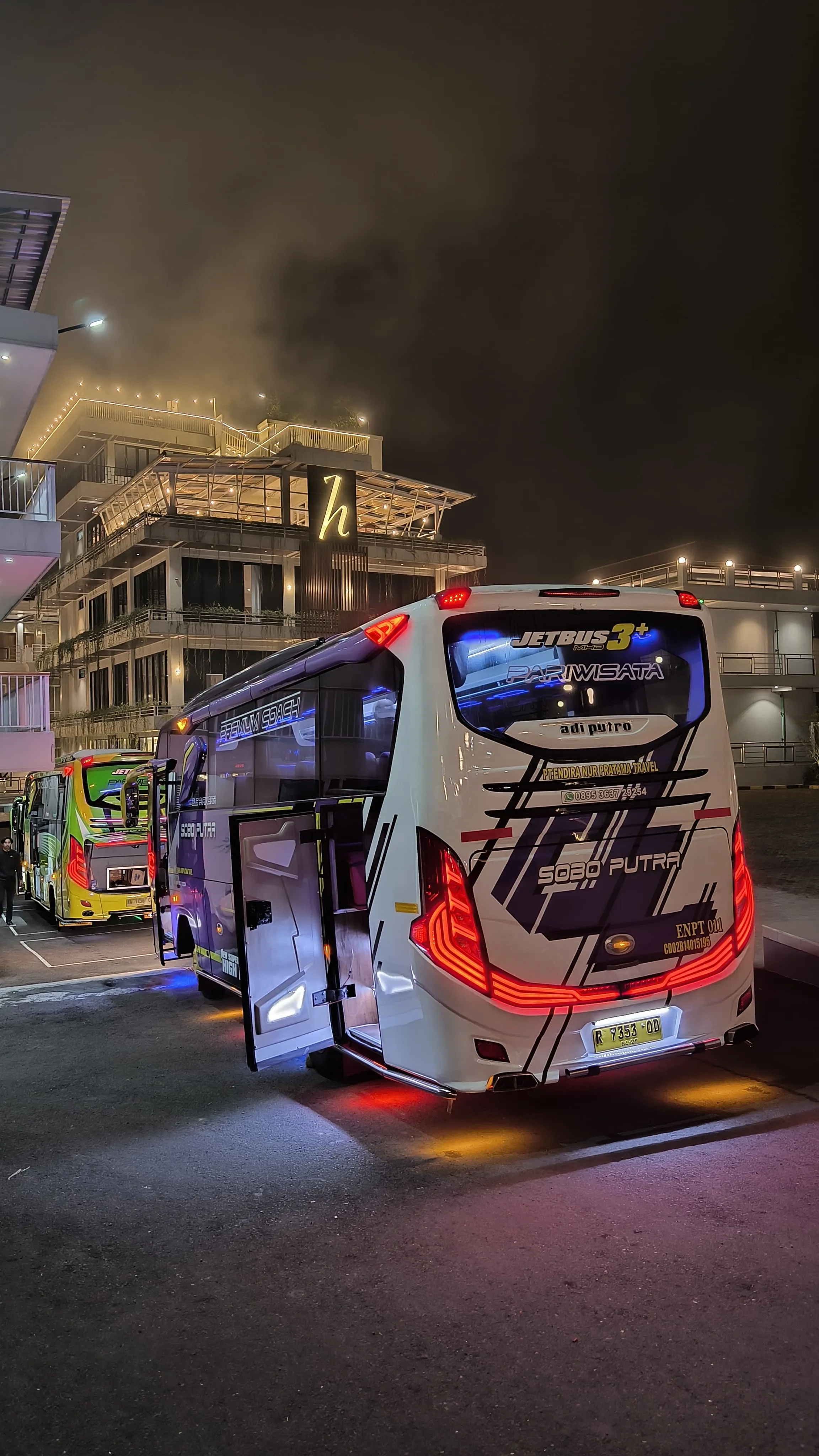 Green Bus and White Bus